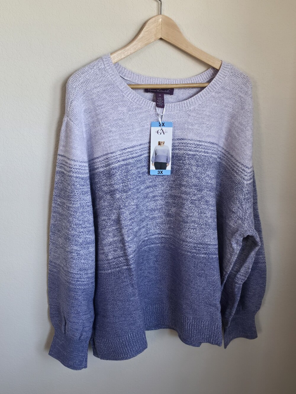 Gloria Vanderbilt Knit Ombre Purple Crewneck Sweater NWT 3X